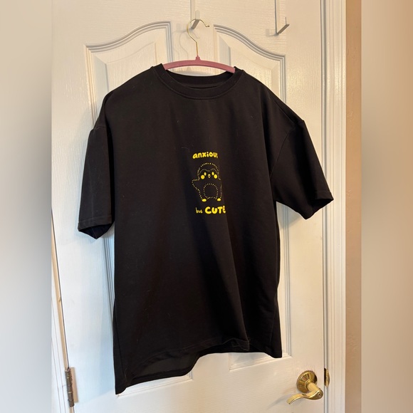 Anxious But Cute Black T-Shirt Large by Finch Oversize Funny Unisex - Picture 2 of 4